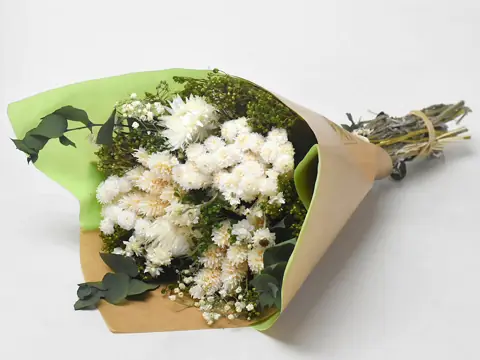 Bouquet séchées Vert/Blanc 40 cm