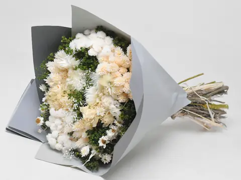 Bouquet séchées Blanc/Vert 40 cm