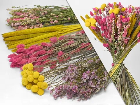 DIY Bouquet Seché XL Rose/Jaune